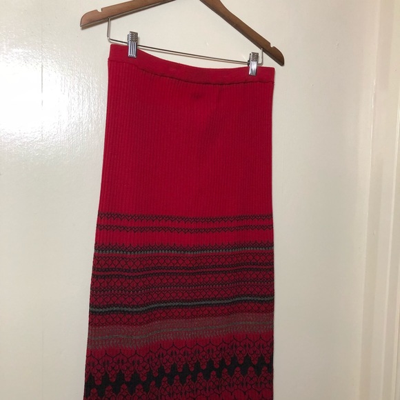 Geiger collections red wool rib knit maxi sweater skirt - Picture 7 of 8